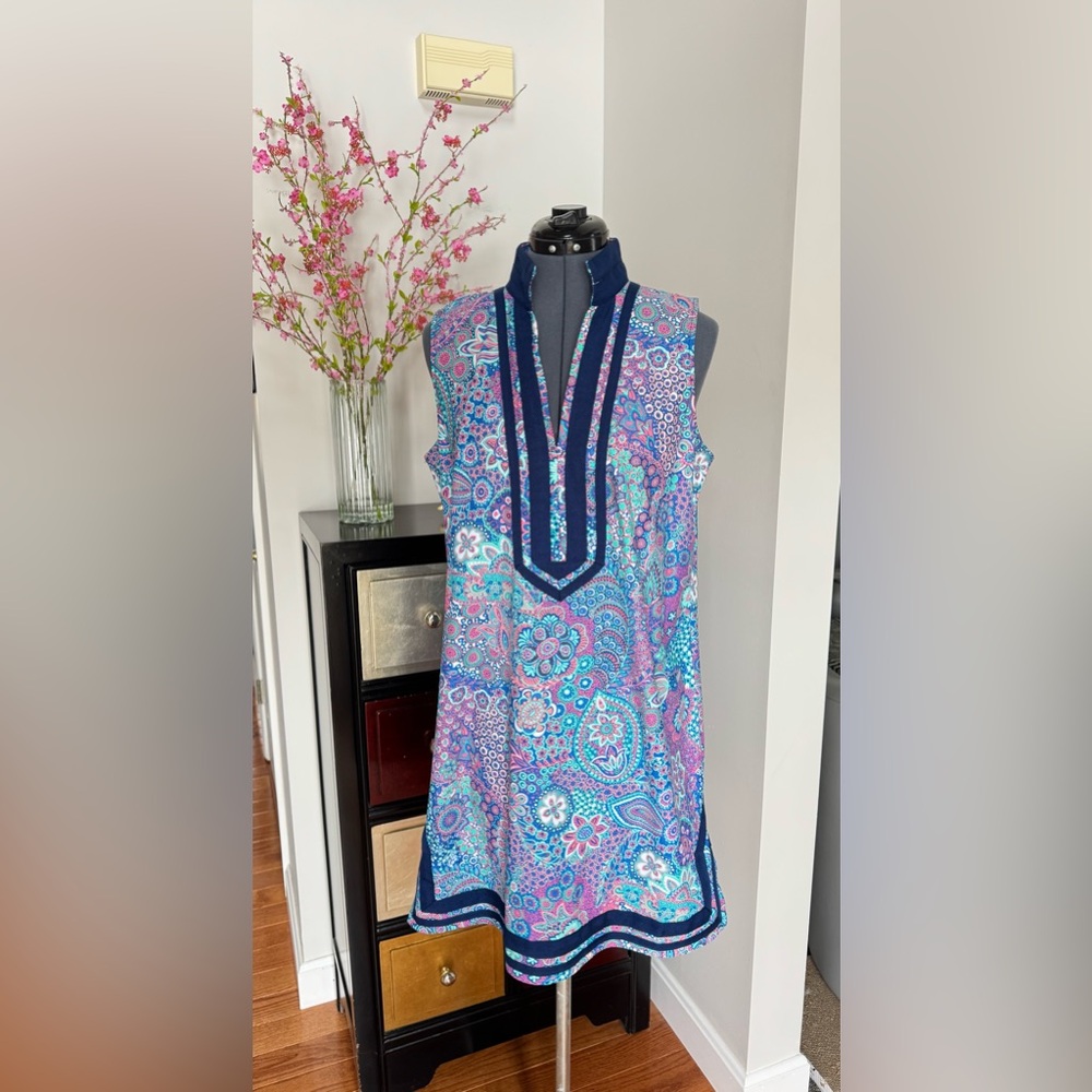 Talbots Blue and Pink Paisley Sleeveless Tunic Dress